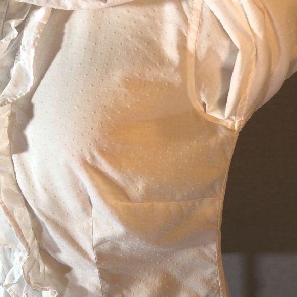 American Eagle White dotted Swiss cotton long sleeve ruffled shirt/Size 10 - Picture 8 of 16